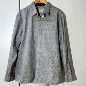 Nick Graham- Mens Black/White Paisley Print Stretch modern fit Dress Shirt Sz.2X